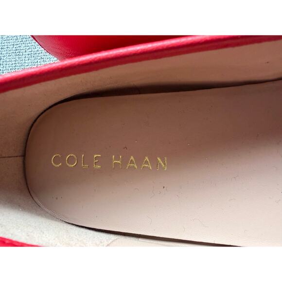 Cole Haan Yara Red Ballet Leather Flats Bow Detail Women's 9.5 - Picture 8 of 13